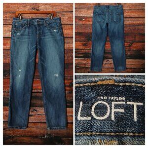 Ann Taylor LOFT Jeans 6 28 Boyfriend Low Rise Button Fly Ankle Crop